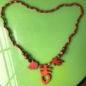 Wood long necklace